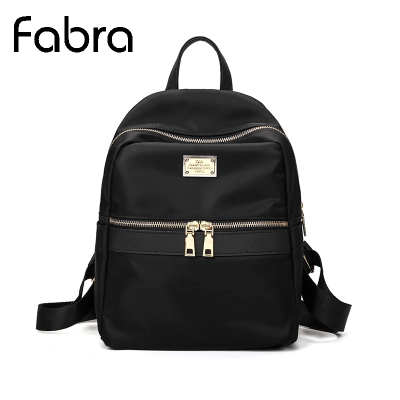 Fabra Small Waterproof Nylon Women Backpack Fashion Black Shoulder Back Bag Preppy Style Backpacks for Teenage