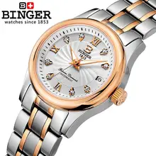 Switzerland BINGER Women’s watches luxury18K gold Mechanical clock full stainless steel Waterproof Wristwatches B-603L-5