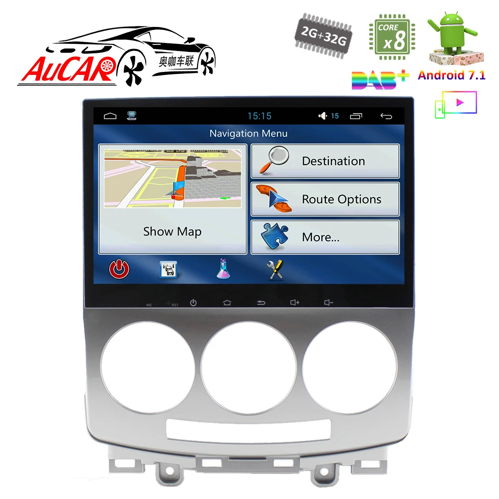Top Android 7.1 car dvd player 9" GPS Navigation system for Mazda 5 2005 - 2009 HD 1024*600 Bluetooth GPS Radio WIFI 4G Stereo aux 5