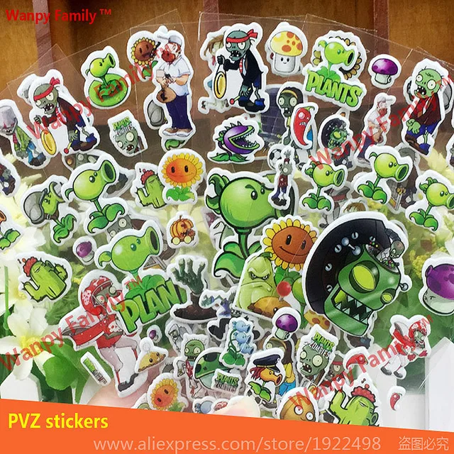 Best Offers Cartoon game Plants Vs Zombies bubble stickers,Mobile game PVZ mini sticker For children's toys decor stickers