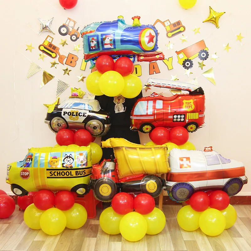 Большой автомобиль фольги Воздушные шары поезд грузовик школьный автобус воздушные шары детский день Колонка автомобили подарки с днем рождения украшения детские игрушки