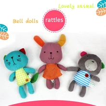 Rabbit Bear/Cat 3 Type Of Baby Plush Hand Grasp Toys Infant Rattle Crib Bed Hanging Animal Toy Multifunction Dolls