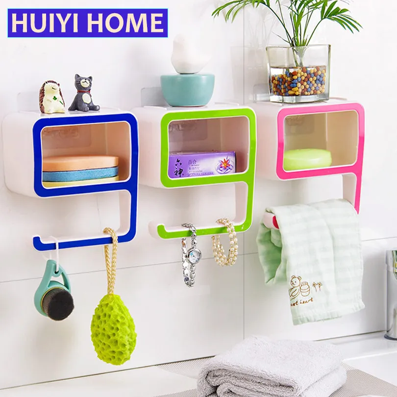 

Bathroom Towel shelves Number 9 Shape Soap Holder Box Plastic Cosmetics Storage Racks Wall Shelf For Kitchen EGN404