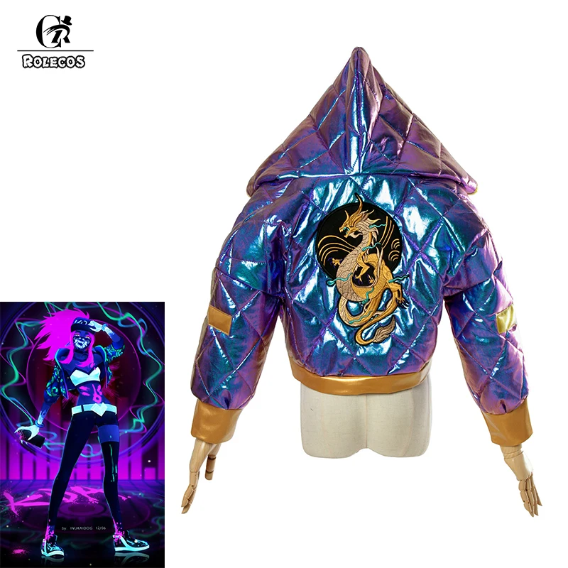 ROLECOS Game LOL Cosplay Costumes Group K/DA Akali Winter Coat Jacket Colorful Group KDA Akali for Women Cosplay Costumes ROLECOS Game LOL Cosplay Costumes Group K/DA Akali Winter Coat Jacket Colorful Group KDA Akali for Women Cosplay Costumes