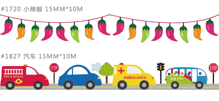 15 мм X 10 м милые Lotkawaii цветы еда Животные декоративные jiataihe васи ленты DIY Скрапбукинг маскирующая лента школьные офисные принадлежности