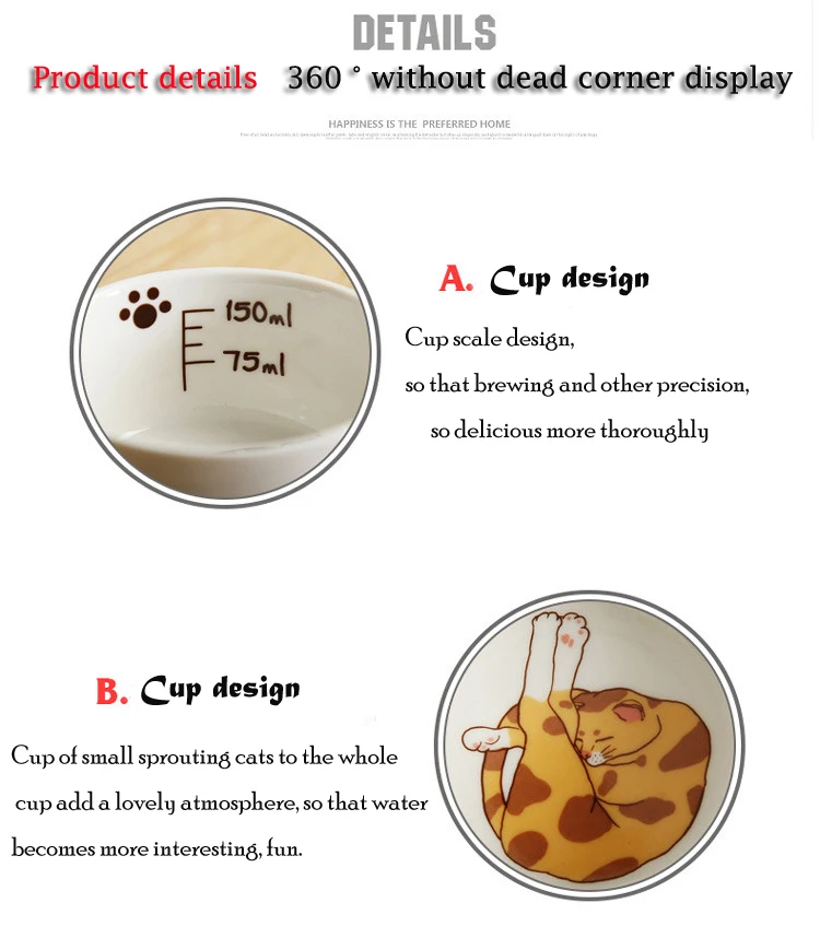 Cartoon Cute Cat Mug Cup Set Creative Milk Tea Drink Breakfast Ceramic Cups Plates Coffee Animal Cup Heat-resistant Lovely Gift (2)