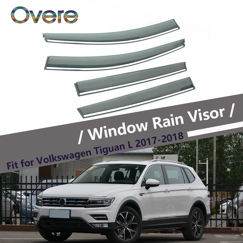 Overe 4 шт/1 Набор Дымовое окно дождевой козырек для Volkswagen VW Tiguan L 2017 2018 Стайлинг