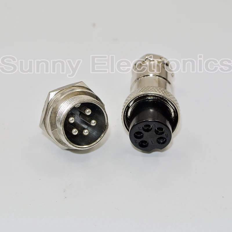 

1set 12mm 5 Pin Male & Female Diameter 16mm Wire Panel Connector Circular Connector Aviation Socket Plug Free Shipping