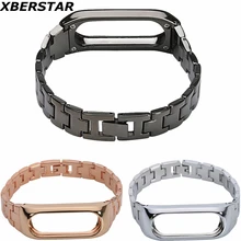 Pulsera de acero inoxidable bandas correa para xiaomi mi 2 inteligente pulsera pulsómetro