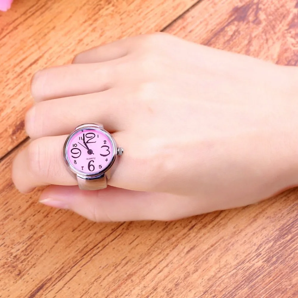 

1pcs Jewelry Creative Fashion Steel Round Elastic Quartz Finger Ring Watch Lady Girl Christmas Gift Wholesale Top Quality