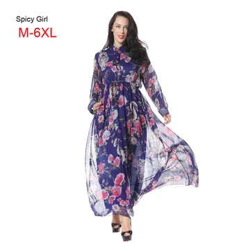 

Women Vestidos De Senhora Flower Print Embroidery Ethnic Plus Size 6XL Dress Winter Bohemian Maxi Dress Ladies Elegant Dresses