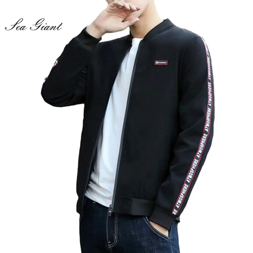 brand Korean men's Bomber Jacket coat long sleeve casual zipper Wind Breaker ribbon military