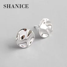 SHANICE Уникальные 925 пробы серебряные ювелирные изделия ручной работы Нерегулярные вогнутые и выпуклые кручения скольжения серьги гвоздики для женщин