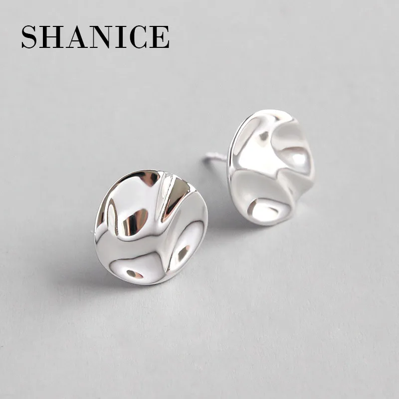 

SHANICE Unique 925 Sterling Silver Jewelry Handmade Irregular Concave and Convex Torsion Slip Stud Earrings for Women
