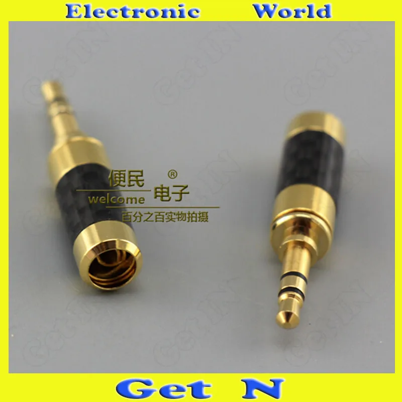 20pcs Gold Plated Carbon Fiber 3 5mm Stereo Welding Headphone Connectors 3 Pole Small 3 Core Headphone Plug L Shape