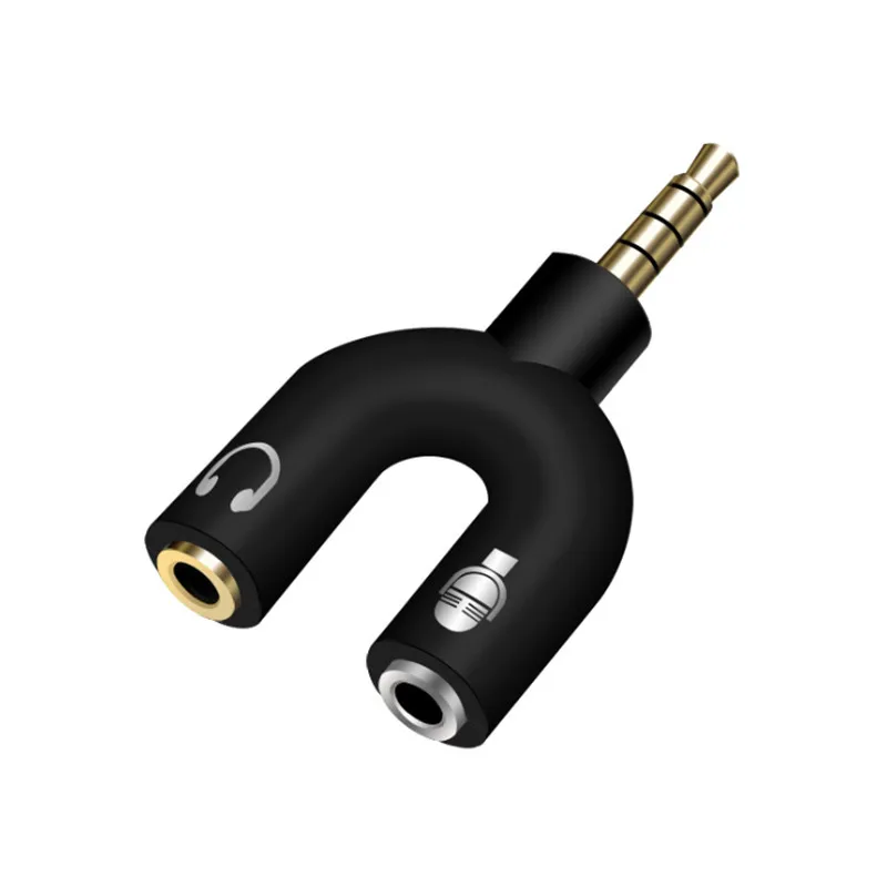 

3.5 MM Headphone Plug Audio Cables Splitter U Type Adapter Microphone 2 in 1 Swivel Connector Earphone Port Jack for PC Phone