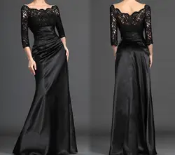 Черный 2019 Мать платье-Русалка для невесты 3/4 рукава кружево Плюс размеры длинные наряды на свадебную вечеринку Мать платья для женщин