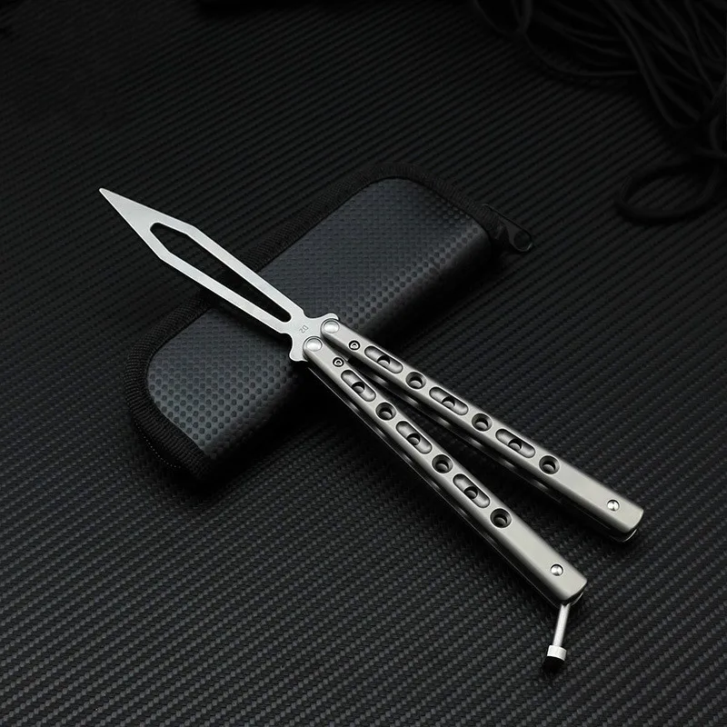 

Butterfly Trainer Knife Titanium alloy Sword 42 D2 Blade Not Sharp Camping Hunting Outdoor Jilt Knife Edc Folding Pocket Knife