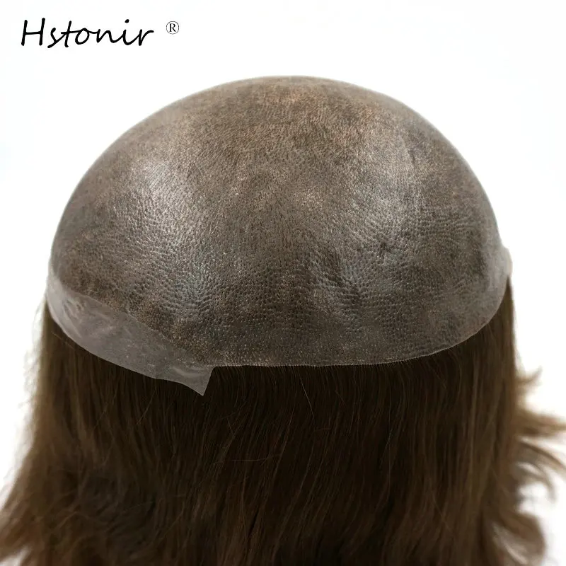 Hstonir Adhesive Toupee European Hair Injection Silky Straight Men