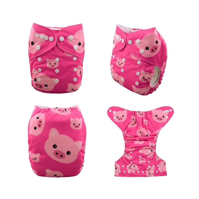 

(10 pieces/lot) 2019 ALVABABY Position Printing Pocket Cloth Diapers Reusable Diaper with Microfiber Insert