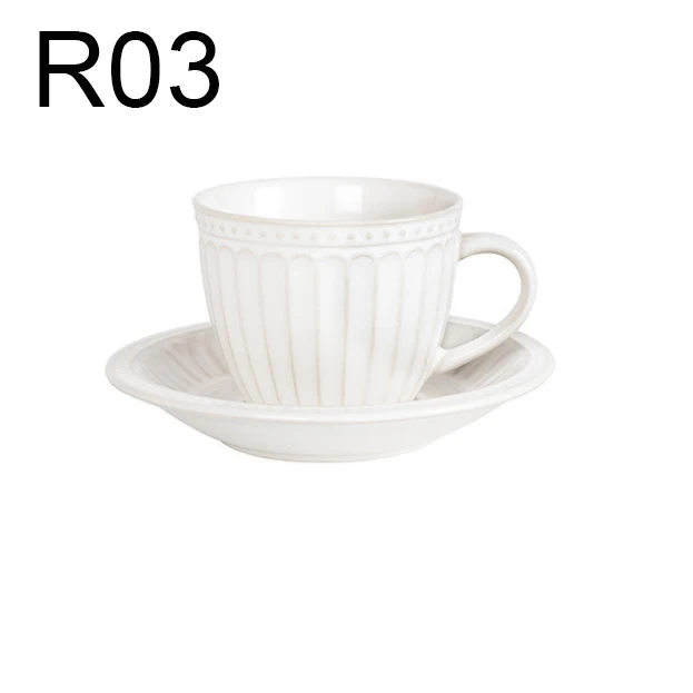 Европейский стиль, керамическая окрашенная кофейная чашка с тарелкой, керамическая кружка, кухонные принадлежности, рельефная индивидуальная чашка для завтрака, молока - Цвет: R3 265ML