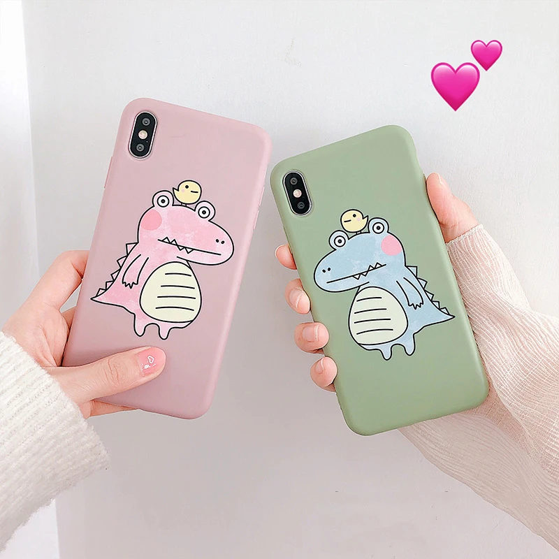 

Glam Phone Case Cute Cartoon Crocodile Phone Case for iPhone XS Max XR XS X 8plus 8 7plus 7 6S/6 Plus Soft Tpu Back Cover