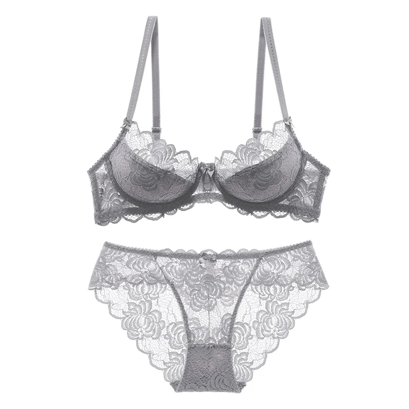 32-42 70-95 ABCD чашечки 5 цветов, Женские сексуальные комплекты бюстгальтеров, кружевные ультратонкие чашечки бюстгальтера и прозрачные трусики, комплекты белья с эффектом пуш-ап