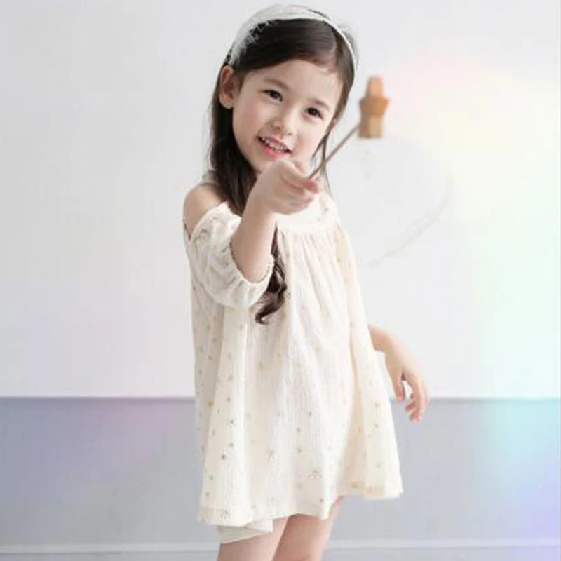 

Cute Lolita Style Dresses for Girls Print Stars Summer Fashion Dress New Arrival 2017 Style 3 Colors Half Sleeve Kids Clothes
