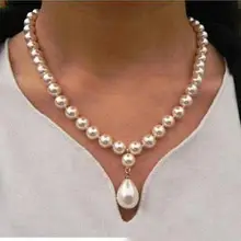 Женское ювелирное ожерелье 8 мм Круглый бисер Ярко-белый натуральный жемчуг в виде раковины Южно-морского моря 12 мм ожерелье с подвеской 18 ''45 см