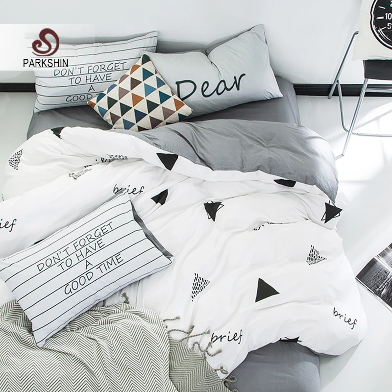

ParkShin Nordic Bedding Set 100% Cotton Duvet Cover Bedspread Set Bed Linen Fitted Sheet Set Queen King Size Double Bedclothes