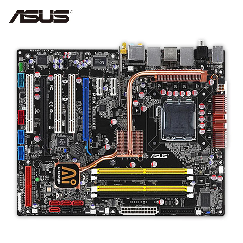 Asus P5K Deluxe/WiFi-AP Original Used Desktop Motherboard P35 Socket LGA 775 DDR2 SATA2 ATX asus p5kpl epu original used desktop motherboard p5kpl g31 socket lga 775 ddr2 atx on sale