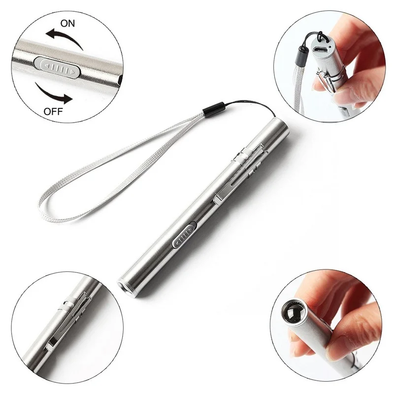 

USB Charging Medical Pen Light Led Stainless Steel An Examination Pen Light Pupil Inspection Light Lllumination Flashlight