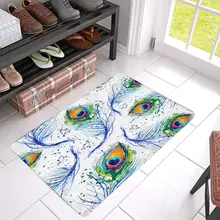 Павлиньи перья Противоскользящий дверной коврик домашний декор, индивидуальный внутренний входной коврик резиновая подложка очень большой