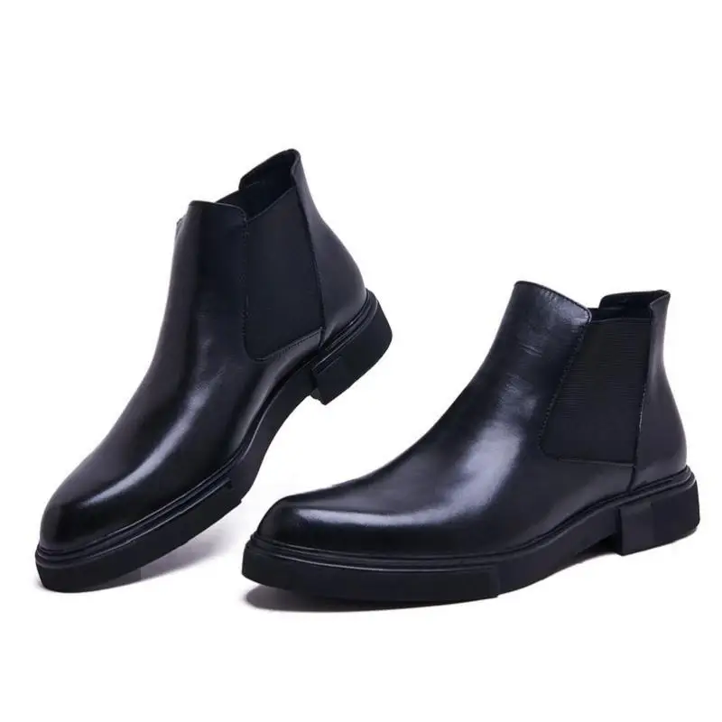 

MYCORON Leather Men Shoes Men Rubber Boots Fashion Winter Boots Men Waterproof Martin Boots Luxury Product Chaussures Homme