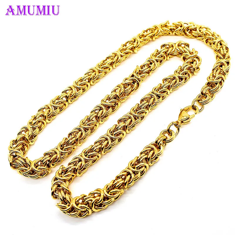 AMUMIU Акция 40/45/50/55/60/65/70 см стальное Золотое классическое ожерелье для женщин и