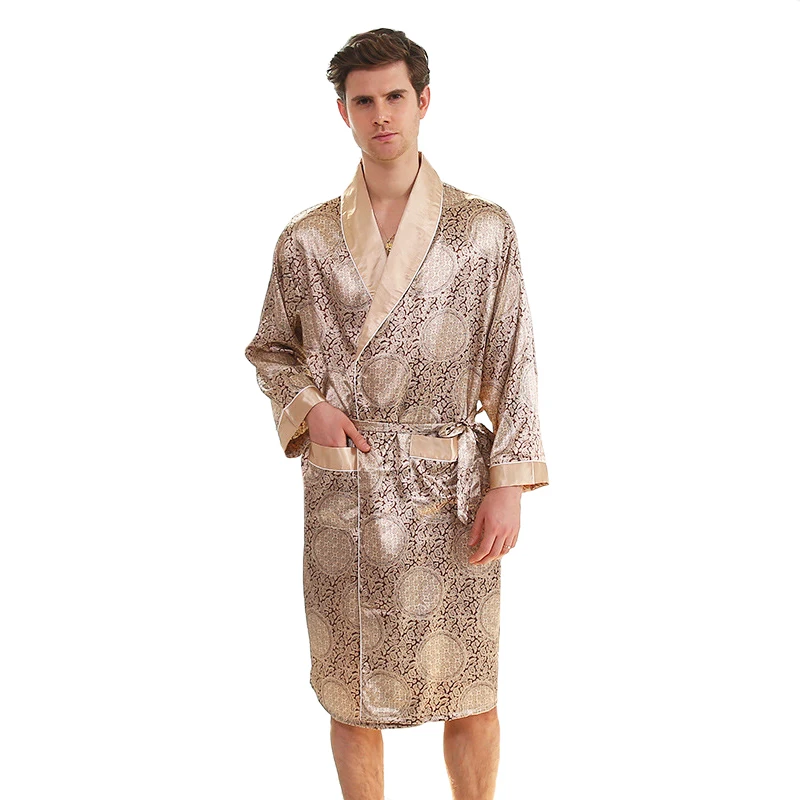 Плюс размер 3XL 4XL 5XL мужские кимоно халат летние атласные пижамы халат платье с принтом юката Ночная рубашка более размер Халат