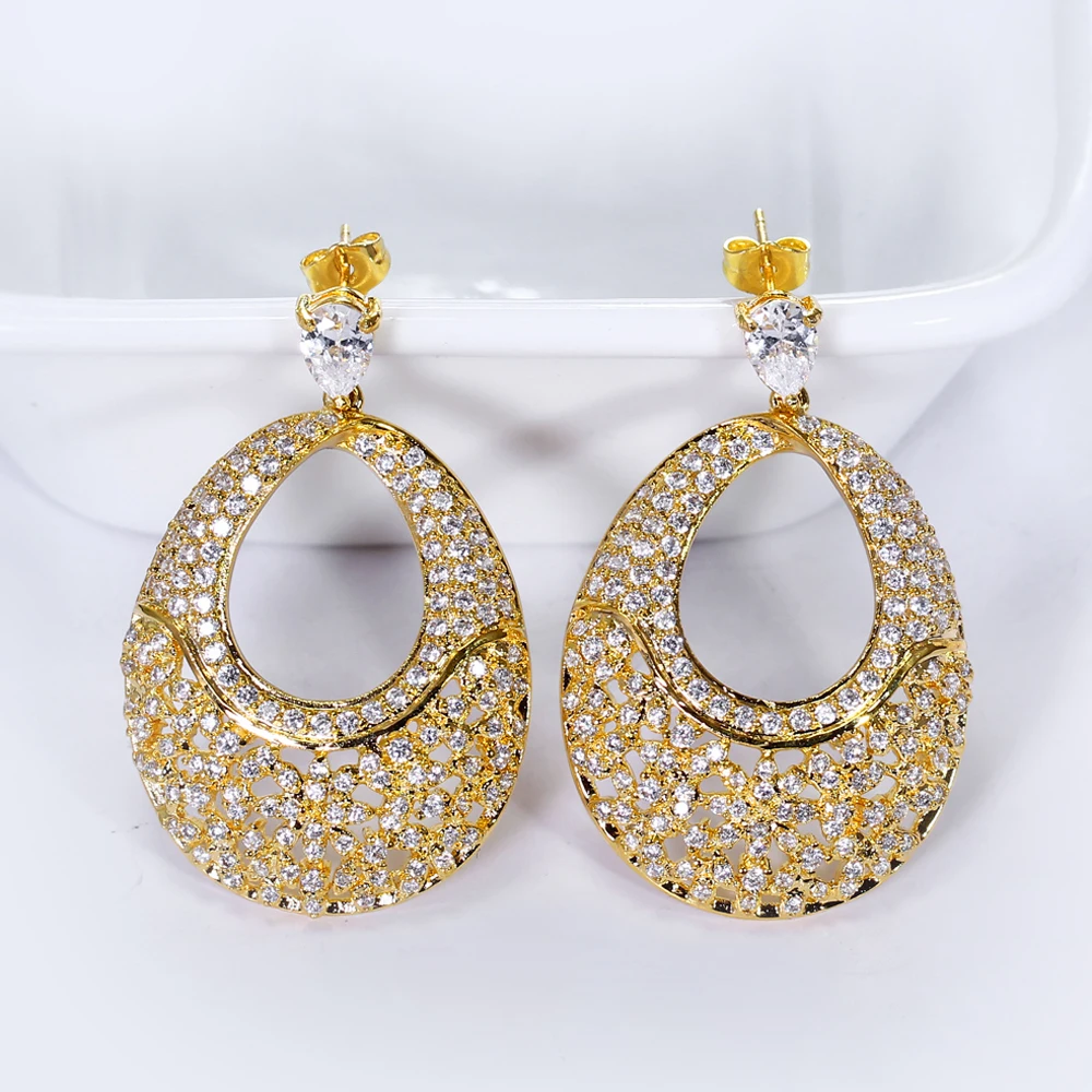 New elegant drop Earrings pendientes mujer moda brincos oorbellen aretes orecchini Statement crystal aretes de novia Earrings