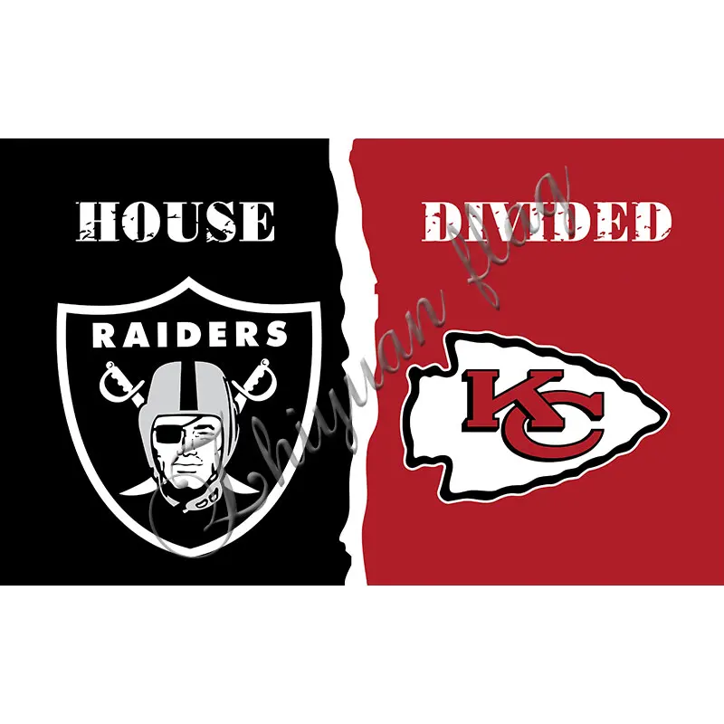 Oakland Raiders and Kansas City Cheifs Divided Flag 3x5ft 