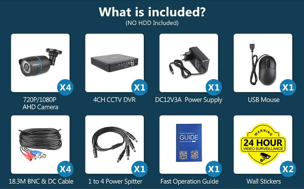 MISECU 4CH 5 в 1 DVR AHD система видеонаблюдения 720P 1080P AHD камера наружная Водонепроницаемая домашняя система видеонаблюдения HDD