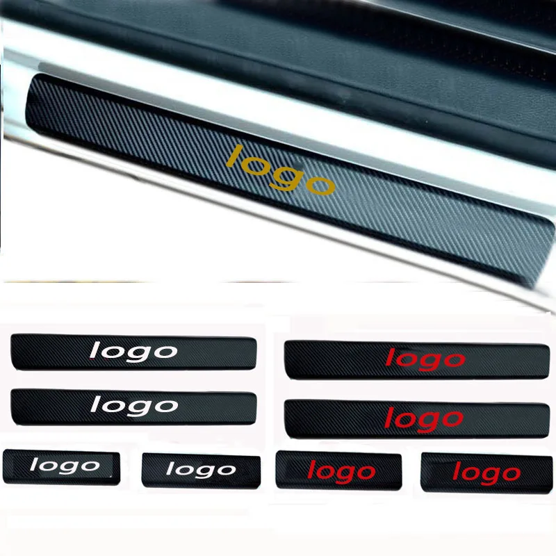 4PCS carbon fiber vinyl sticker font b Car b font Door Sill Scuff Plate for Passat
