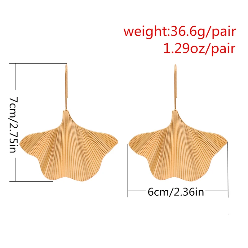 AENSOA, серьги в виде листьев гинкго в стиле панк золотого и серебряного цвета, серьги-капли с большим длинным крючком, металлические Висячие серьги для женщин и девушек