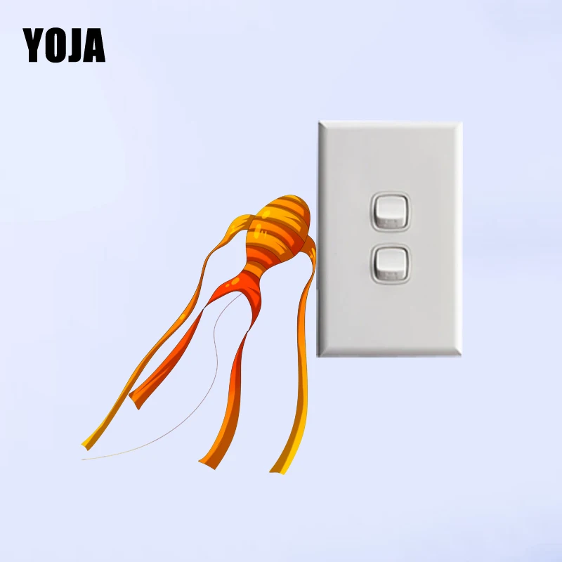 YOJA Yellow Little Fish Kite Fashion Wall Decal Switch Sticker Living Room Bedroom PVC Decor 11SS0252 | Дом и сад