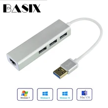 Basix USB Ethernet адаптер 3 порта USB 3,0 концентратор USB для Rj45 1000 Мбит/с Lan сетевая карта для Macbook pro Mac Настольный Ethernet USB