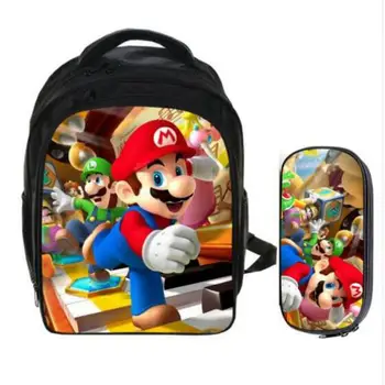 

Fashion Cartoon Children Super Mario Bros Sonic Backpack Kids School Bags Ladybug Kindergarten Child Pencil Bag Sets 13 Inch Bag