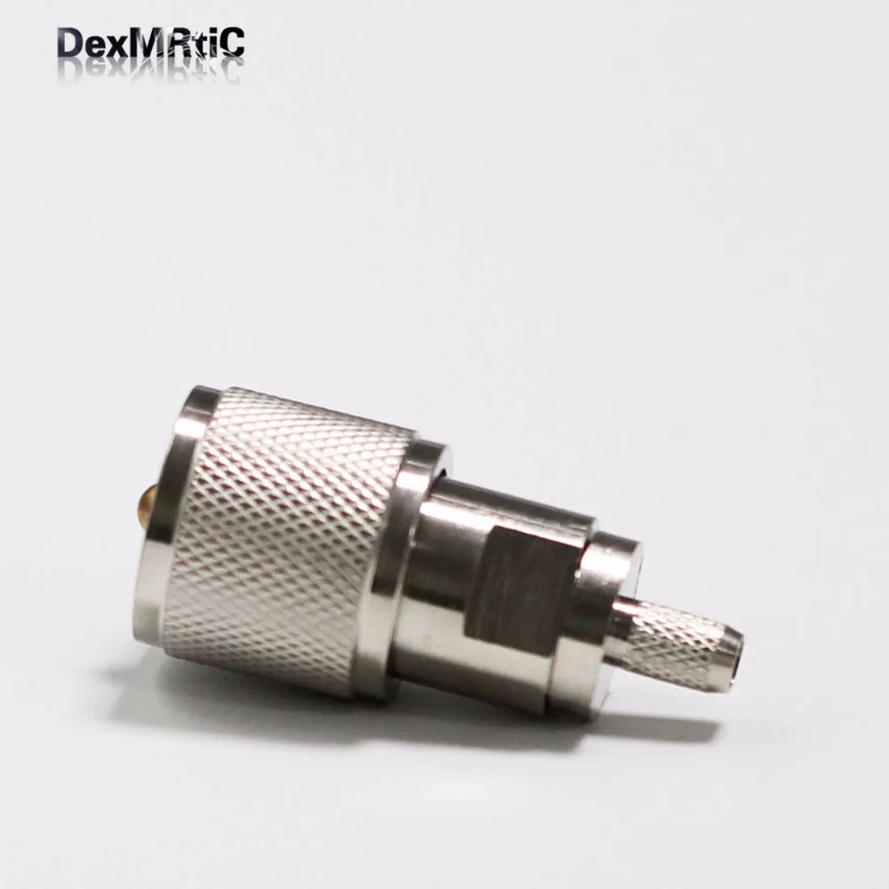 1pc  New UHF Male Plug Connector Crimp  With  For RG58,RG142,RG400,LMR195  Long Straight  Nickelplated  Wholesale 1pc new n female jack rf coax adapter convertor connector solder post 4 hole panel mount insulator long 4mm nickelplated