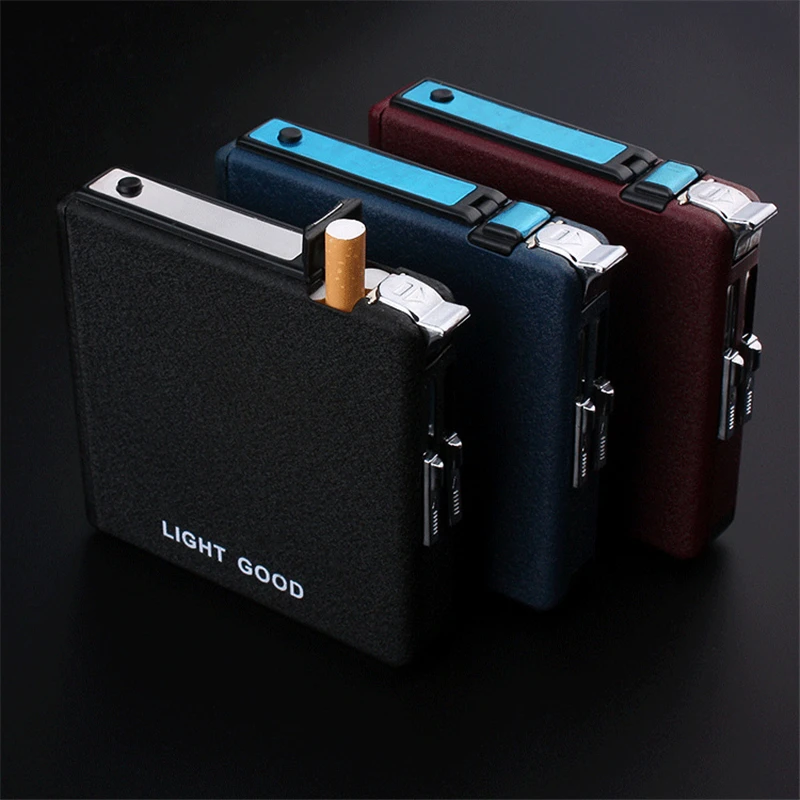 

Free shipping Dual use Cigarette Accessories Gas windproof lighter cigarette box(Can be installed 20pcs smoke )