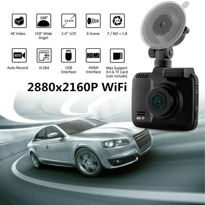 

WiFi Super HD GPS Resolution Support Gravity Sensing Traffic Recorder Auto 2.4 Inch Dash Cam Car DVR Recorder Camera Tachograph