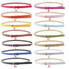 2019 New Arrival Women's Fashion thin belt Candy Colours Strap Faux Leather Belt Waistband For Ladies Dress Shirt Wearing #J05-in Women's Belts from Apparel Accessories on AliExpress 