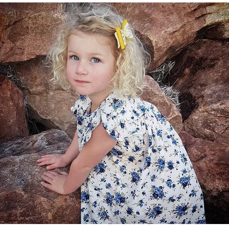 Mother nest  2018 Summer New Girls Flower Puff Sleeves Dress Cotton Children Kids Clothes Toddler Baby Birthday Kids Dresses (20)