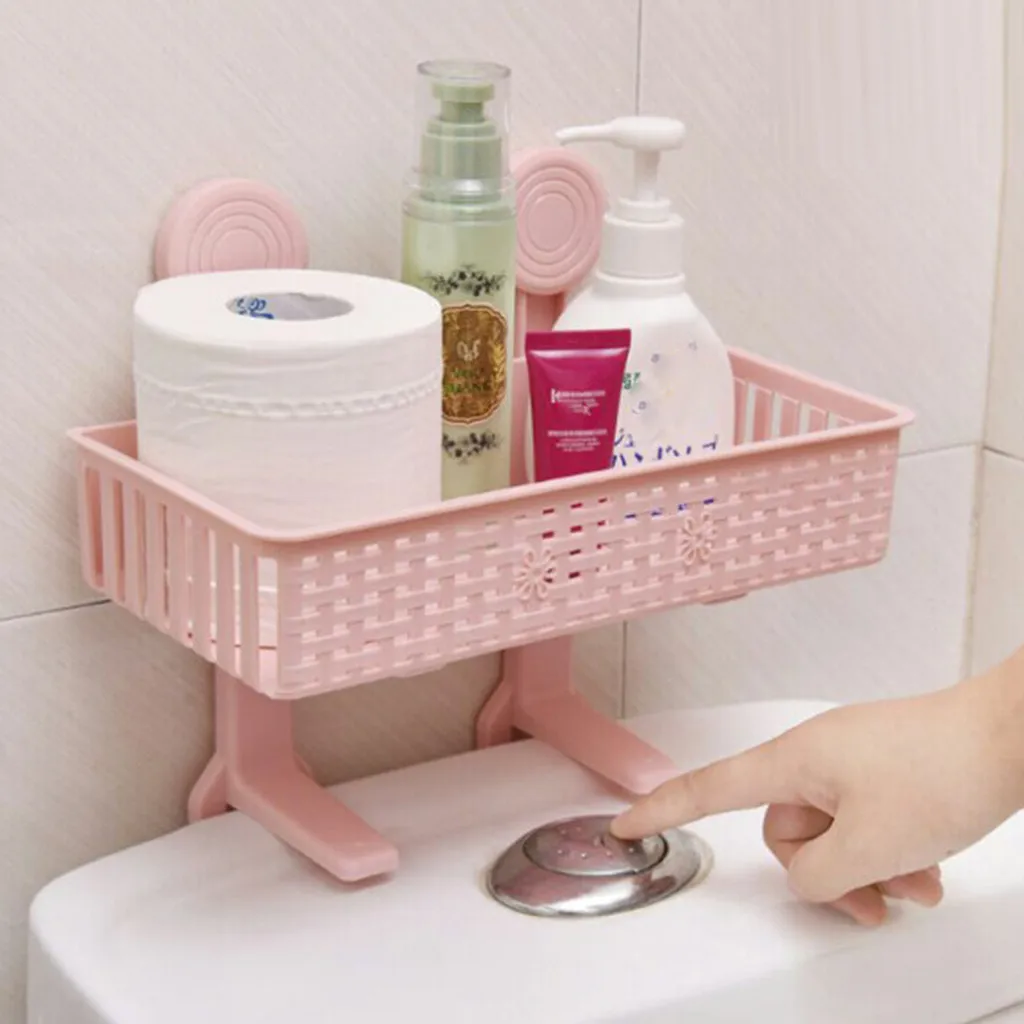 

No punching Bathroom sucker rack Bathroom Dressing Table Storage rack Desktop Sundries Storage Box Office organizer shelf #20/5